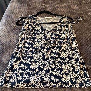 Navy blue patterned blouse